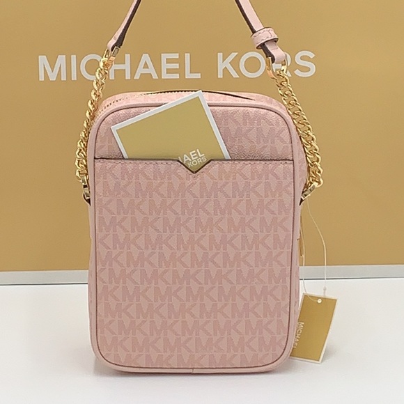 MICHAEL KORS Jet Set Travel Medium Logo Crossbody Bag DARK POWDER BLUSH COLOR - Picture 6 of 16